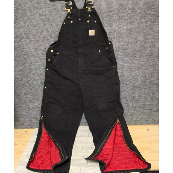 Carhartt Other - NWT Vtg Carhartt Men's 42X30 Black Bib Overalls Double Knee Duck Canvas Workwear